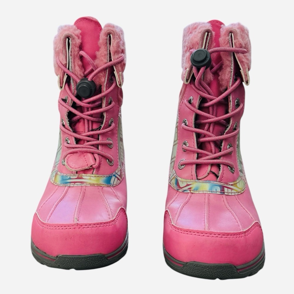 Ugg Kids Butte II Chromatic Boots Pink‎ Faux Fur Holographic - Picture 2 of 10